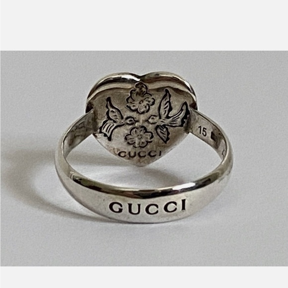 Gucci Silver Blind Love Heart Ring Size 7 - Picture 6 of 9
